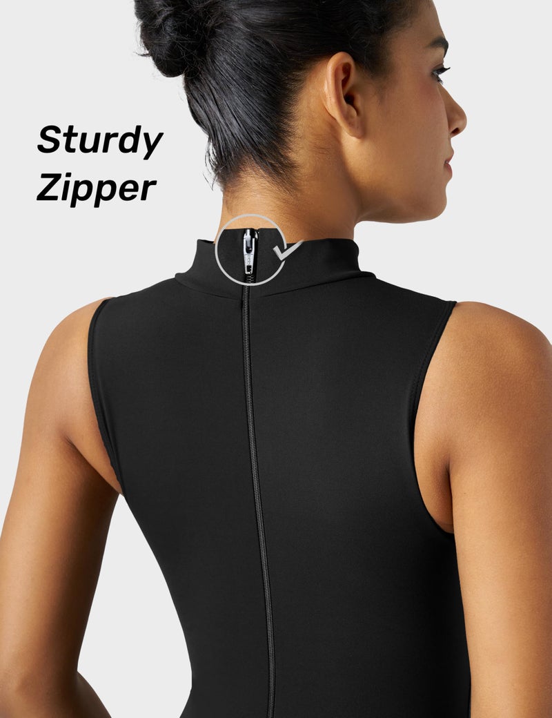 speerise Spandex Bodysuit for Women Zip Sleeveless Unitard Bodycon Jumpsuits Leotard for Costume - Image 2